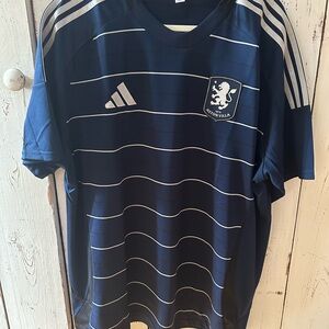 Adidas Aston Villa FC Navy Blue Striped Men's Shirt XXL. Brand new with tags.